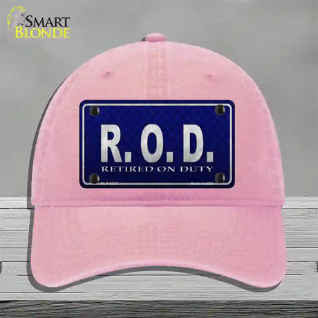 Retired On Duty Novelty License Plate Hat Unconstructed Cotton / Pink