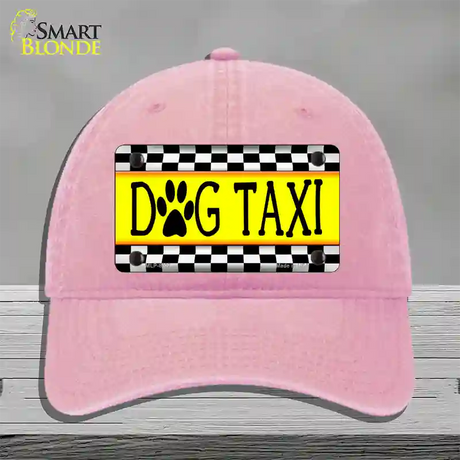 Dog Taxi Novelty License Plate Hat Unconstructed Cotton / Pink