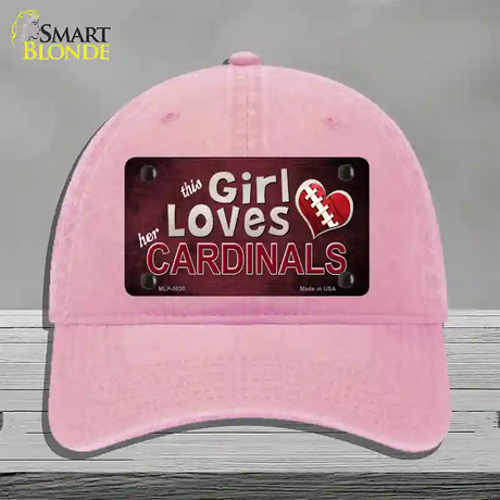 This Girl Loves Her Cardinals Novelty License Plate Hat Unconstructed Cotton / Pink