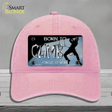 Born To Climb Novelty License Plate Hat Unconstructed Cotton / Pink