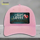 This Girl Loves Her Jaguars Novelty License Plate Hat Unconstructed Cotton / Pink