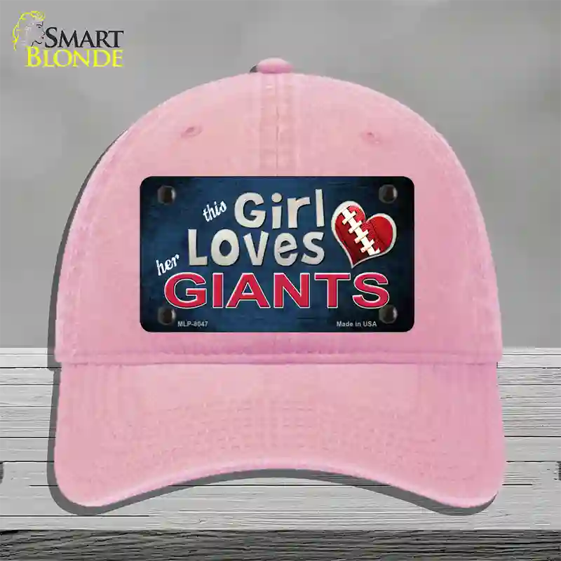 This Girl Loves Her Giants Novelty License Plate Hat Unconstructed Cotton / Pink