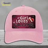 This Girl Loves Her Falcons Novelty License Plate Hat Unconstructed Cotton / Pink