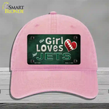 This Girl Loves Her Jets Novelty License Plate Hat Unconstructed Cotton / Pink