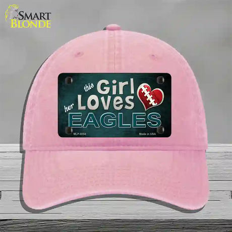 This Girl Loves Her Eagles Novelty License Plate Hat Unconstructed Cotton / Pink