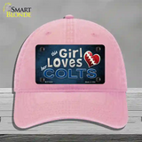 This Girl Loves Her Colts Novelty License Plate Hat Unconstructed Cotton / Pink