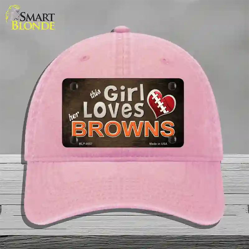 This Girl Loves Her Browns Novelty License Plate Hat Unconstructed Cotton / Pink