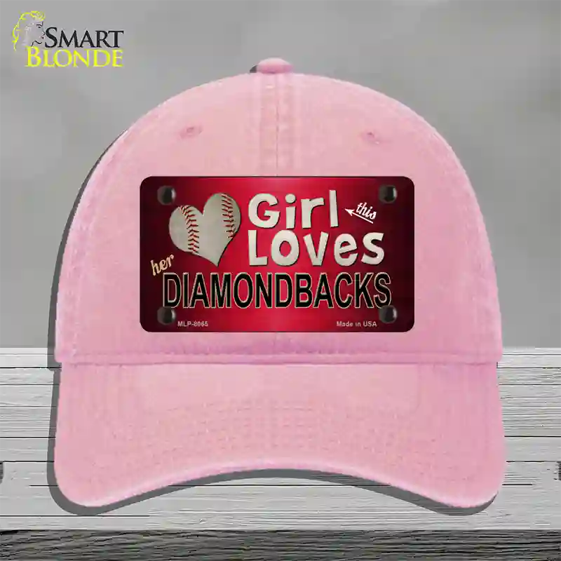 This Girl Loves Her Diamondbacks Novelty License Plate Hat Unconstructed Cotton / Pink