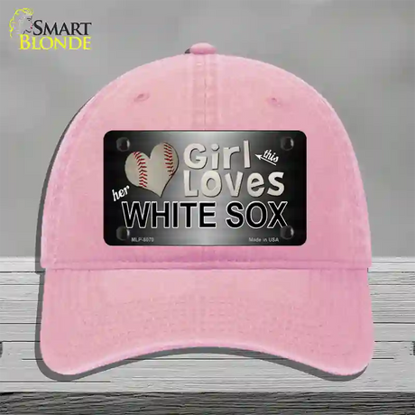 This Girl Loves Her White Sox Novelty License Plate Hat Unconstructed Cotton / Pink