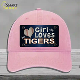 This Girl Loves Her Tigers Novelty License Plate Hat Unconstructed Cotton / Pink