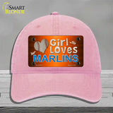 This Girl Loves Her Marlins Novelty License Plate Hat Unconstructed Cotton / Pink