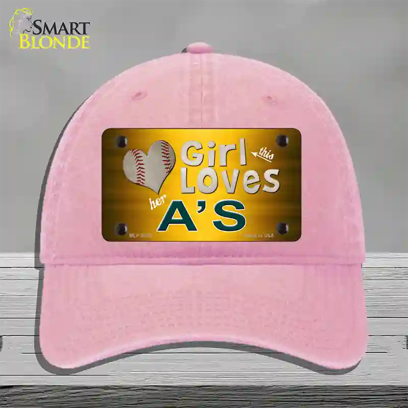 This Girl Loves Her Athletics Novelty License Plate Hat Unconstructed Cotton / Pink