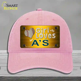 This Girl Loves Her Athletics Novelty License Plate Hat Unconstructed Cotton / Pink