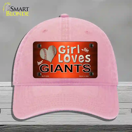 This Girl Loves Her Giants Baseball Novelty License Plate Hat Unconstructed Cotton / Pink