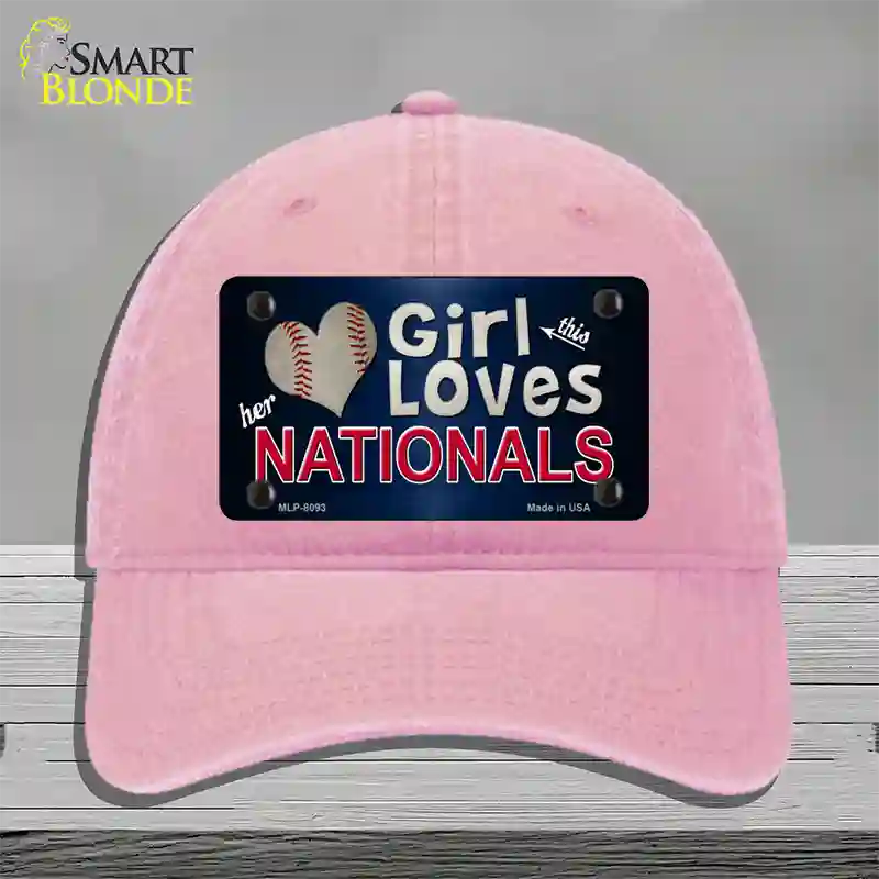 This Girl Loves Her Nationals Novelty License Plate Hat Unconstructed Cotton / Pink