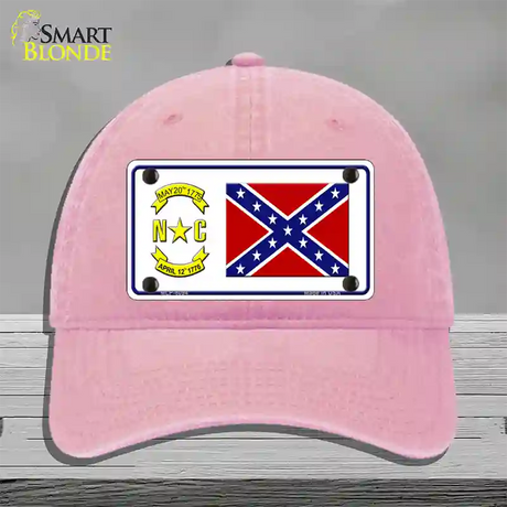 Confederate Flag North Carolina Novelty License Plate Hat Unconstructed Cotton / Pink