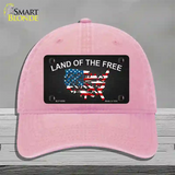 Land Of The Free Novelty License Plate Hat Unconstructed Cotton / Pink