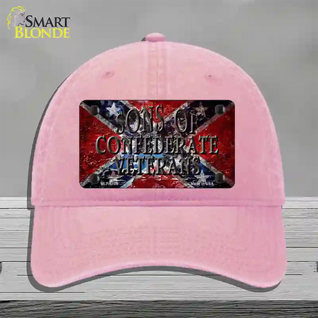 Sons Of Confederate Veterans Novelty License Plate Hat Unconstructed Cotton / Pink