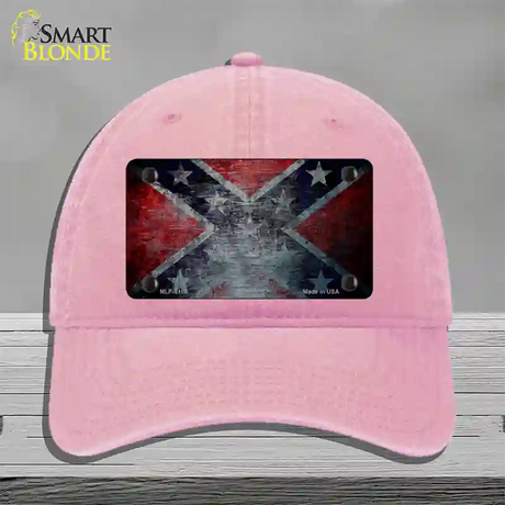 Confederate Flag Scratched Novelty License Plate Hat Unconstructed Cotton / Pink