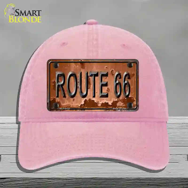 Route 66 Rusty Novelty License Plate Hat Unconstructed Cotton / Pink