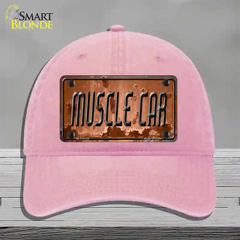 Muscle Car Novelty License Plate Hat Unconstructed Cotton / Pink