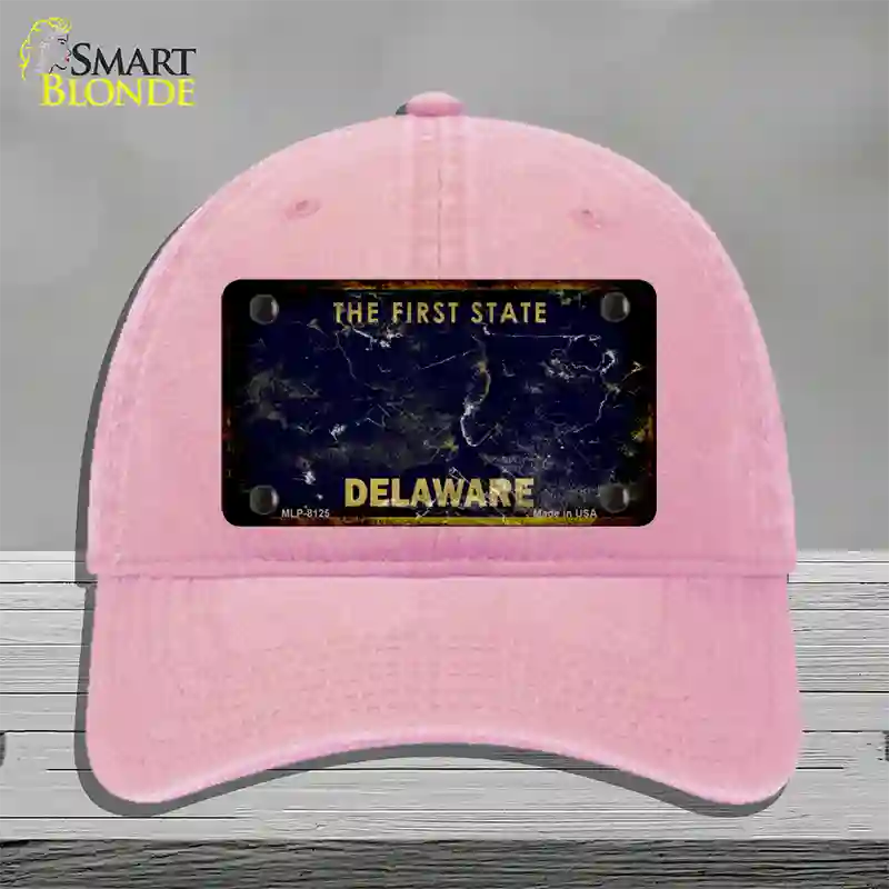 Delaware Rusty Blank Novelty License Plate Hat Unconstructed Cotton / Pink