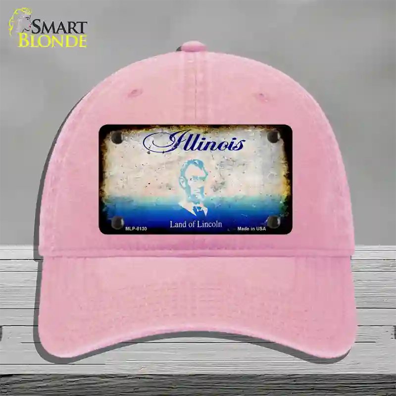 Illinois Rusty Blank Novelty License Plate Hat Unconstructed Cotton / Pink