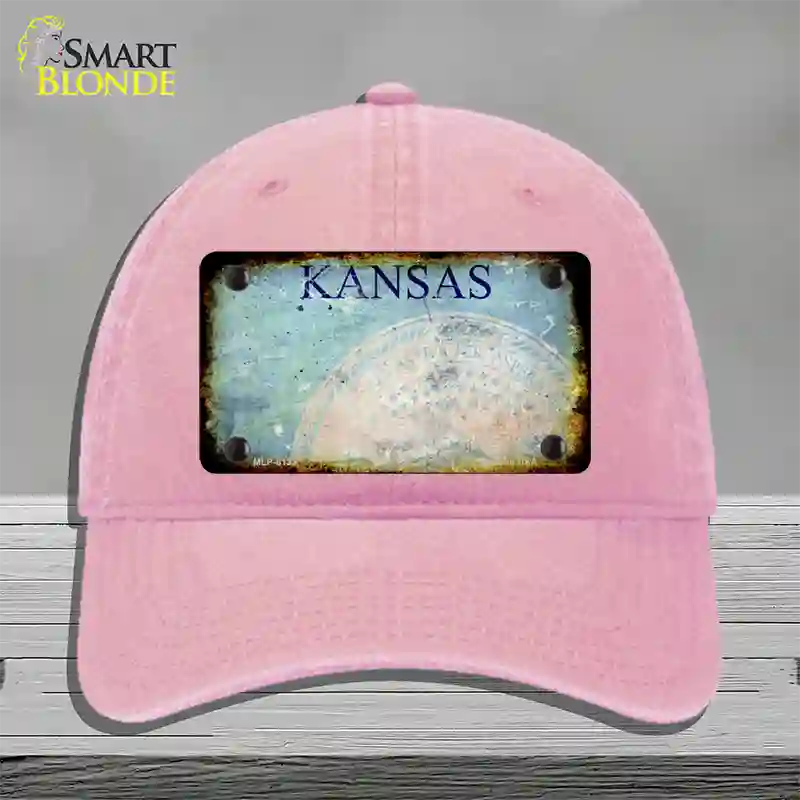 Kansas Rusty Blank Novelty License Plate Hat Unconstructed Cotton / Pink