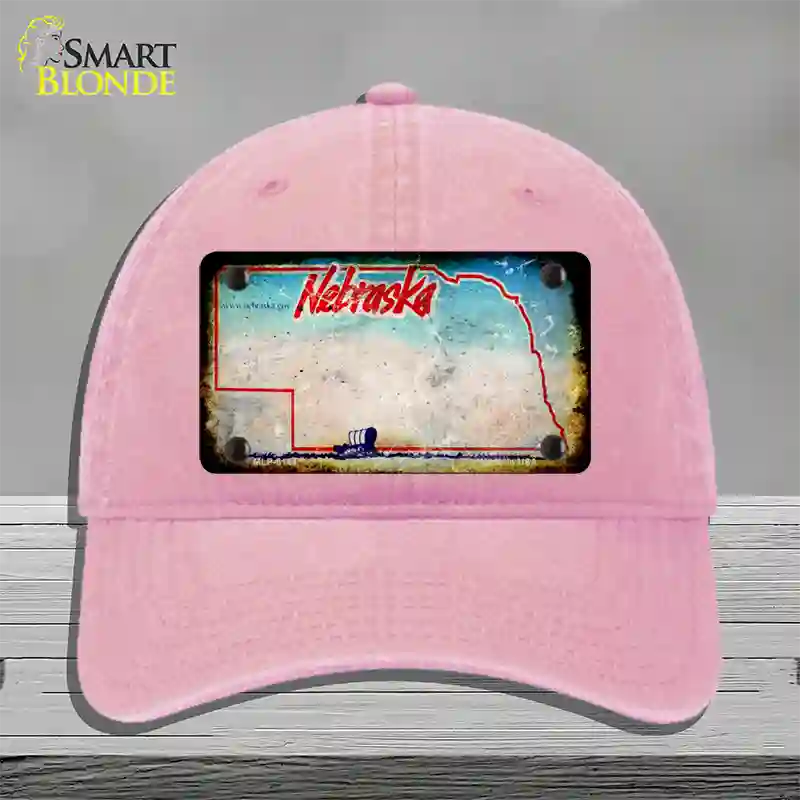 Nebraska Rusty Blank Novelty License Plate Hat Unconstructed Cotton / Pink