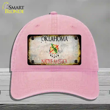 Oklahoma Rusty Blank Novelty License Plate Hat Unconstructed Cotton / Pink