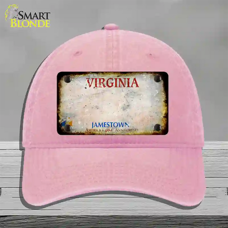 Virginia Rusty Blank Novelty License Plate Hat Unconstructed Cotton / Pink