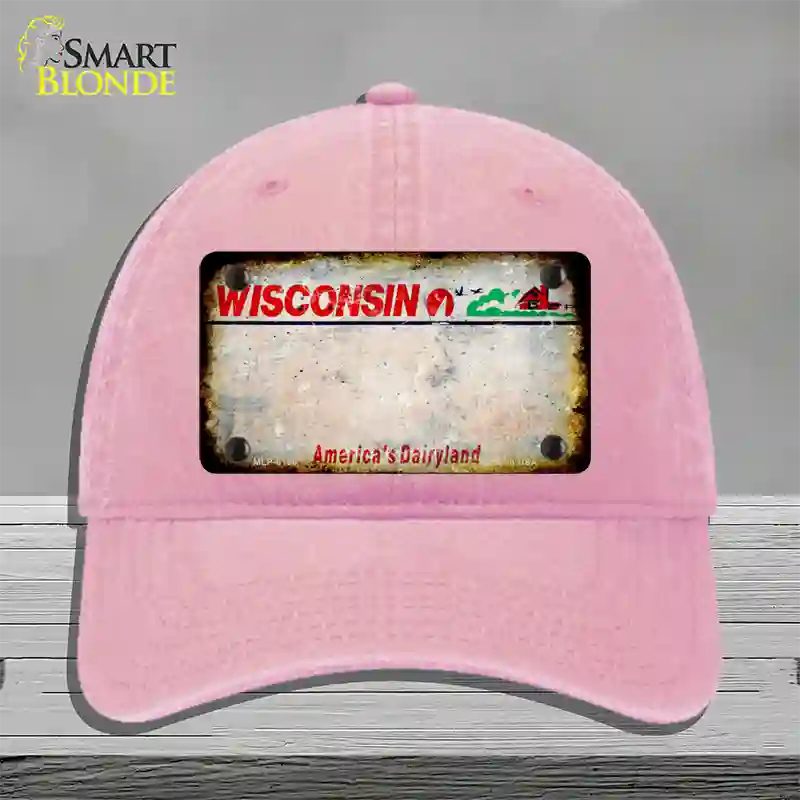 Wisconsin Rusty Blank Novelty License Plate Hat Unconstructed Cotton / Pink