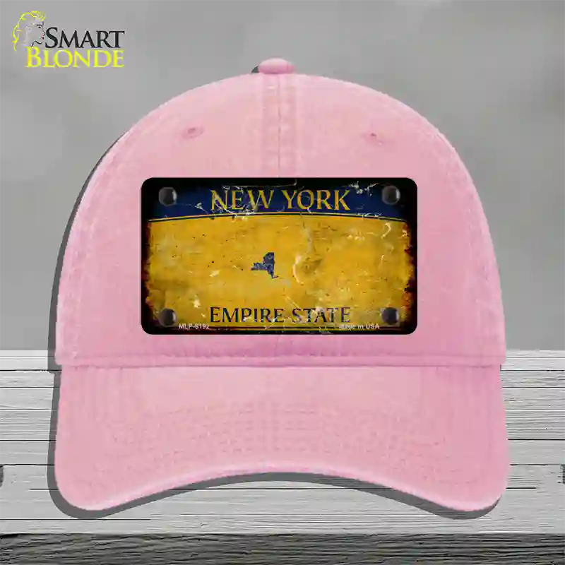 New York Yellow Rusty Blank Novelty License Plate Hat Unconstructed Cotton / Pink