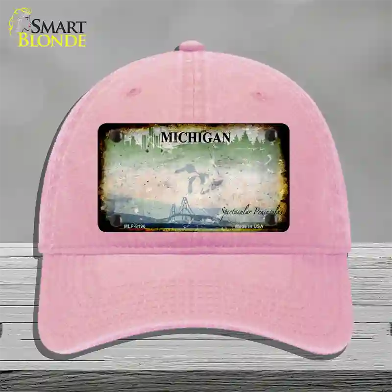 Michigan Rusty Blank Novelty License Plate Hat Unconstructed Cotton / Pink