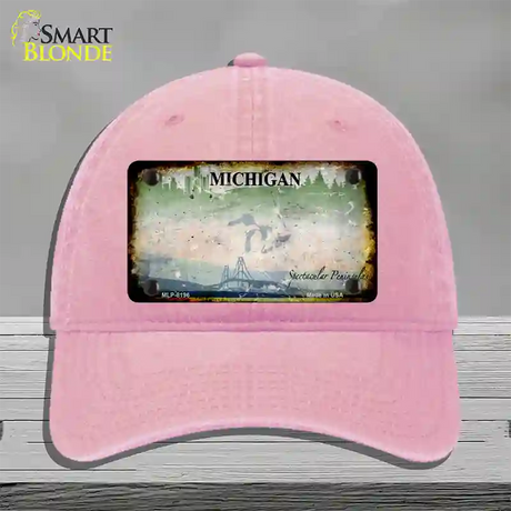 Michigan Rusty Blank Novelty License Plate Hat Unconstructed Cotton / Pink