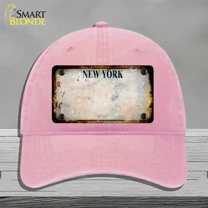 New York White Rusty Blank Novelty License Plate Hat Unconstructed Cotton / Pink