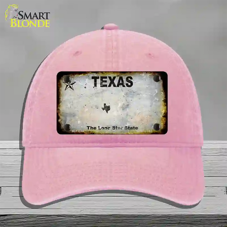 Texas White Rusty Blank Novelty License Plate Hat Unconstructed Cotton / Pink