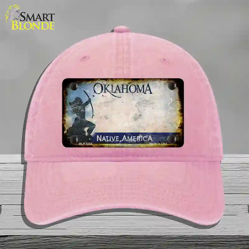 Oklahoma Arrow Rusty Blank Novelty License Plate Hat Unconstructed Cotton / Pink