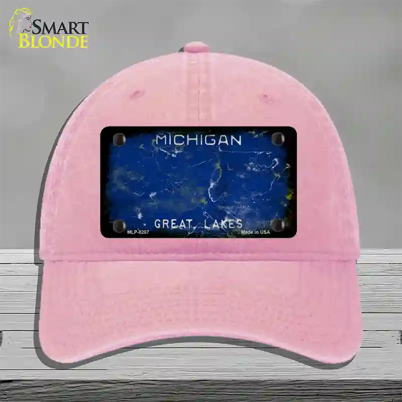 Michigan Great Lakes Rusty Blank Novelty License Plate Hat Unconstructed Cotton / Pink