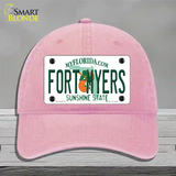 Fort Myers Florida Novelty License Plate Hat Unconstructed Cotton / Pink