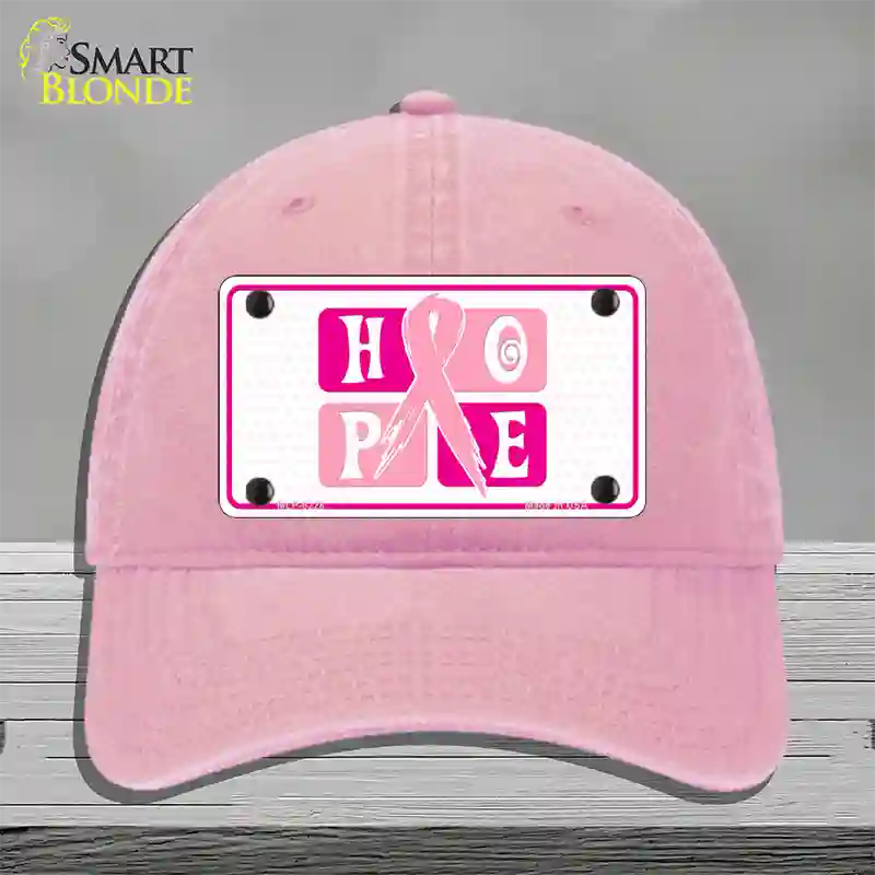 Hope Breast Cancer Ribbon Novelty License Plate Hat Unconstructed Cotton / Pink