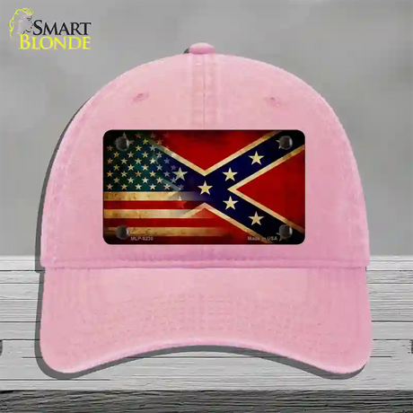 American Confederate Flag Novelty License Plate Hat Unconstructed Cotton / Pink