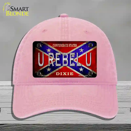 U Rebel U Novelty License Plate Hat Unconstructed Cotton / Pink