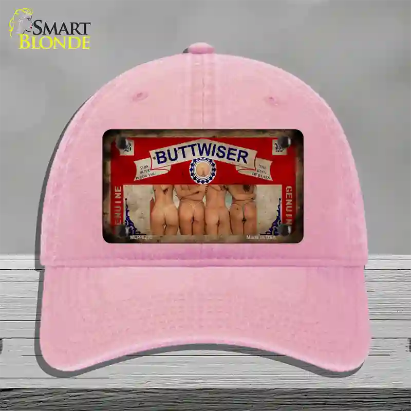 Buttwiser Beer Girls Vintage Novelty License Plate Hat Unconstructed Cotton / Pink