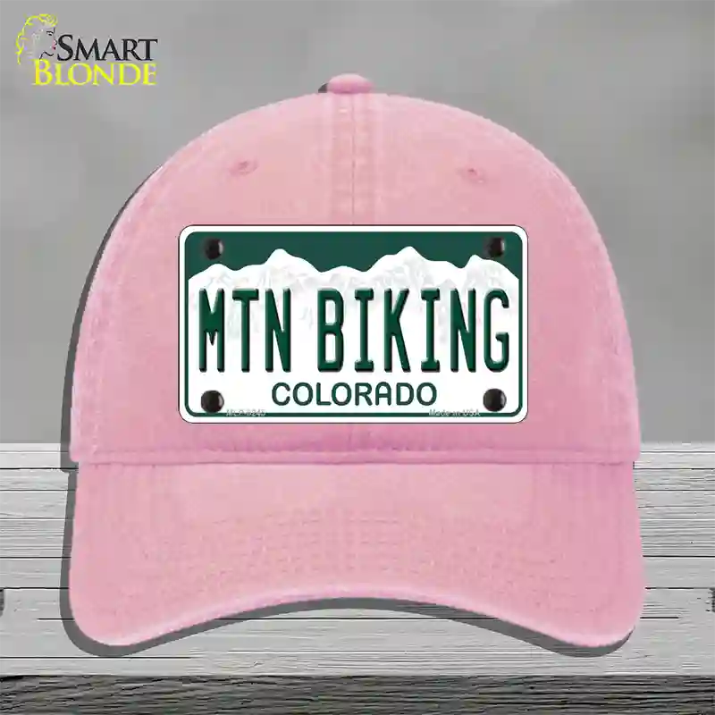 Mtn Biking Colorado Novelty License Plate Hat Unconstructed Cotton / Pink