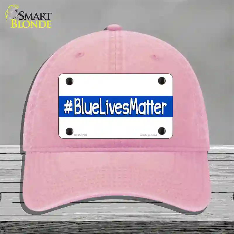 Blue Lives Matter Novelty License Plate Hat Unconstructed Cotton / Pink