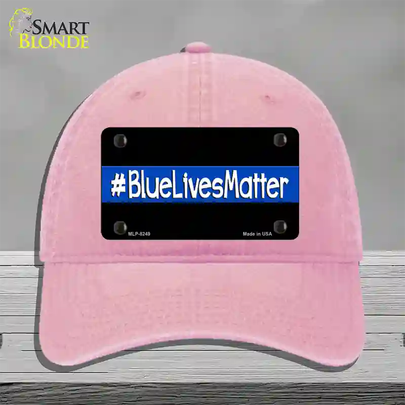 Blue Lives Matter Black Novelty License Plate Hat Unconstructed Cotton / Pink