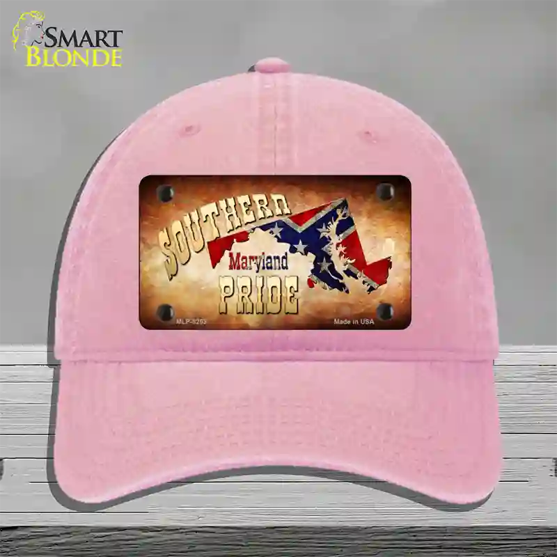 Southern Pride Maryland Novelty License Plate Hat Unconstructed Cotton / Pink