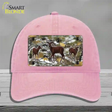 Deer On Camo Novelty License Plate Hat Unconstructed Cotton / Pink