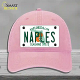 Naples Florida Novelty License Plate Hat Unconstructed Cotton / Pink